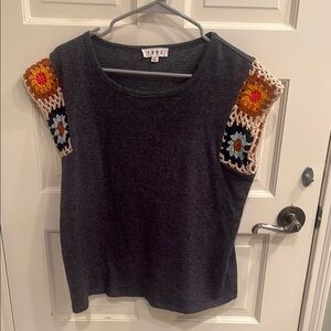 THML Charcoal Tank with Vibrant Crochet Sleeves